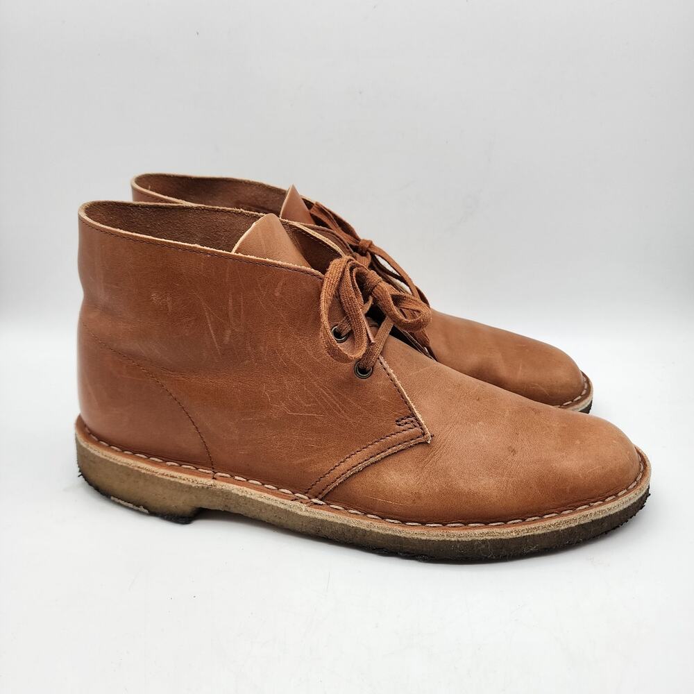 Clarks Mens Leather Chukka Desert Boots Size 11M Cognac Lace Up Ankle 11826
